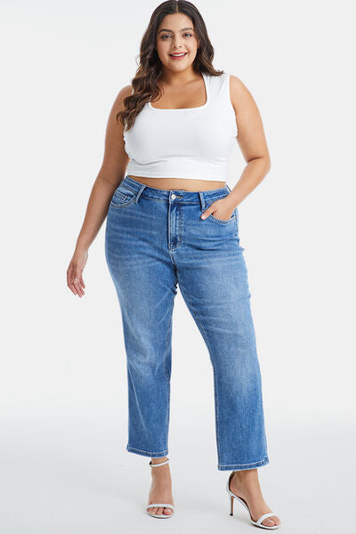 High Rise Cropped Straight Leg Jeans