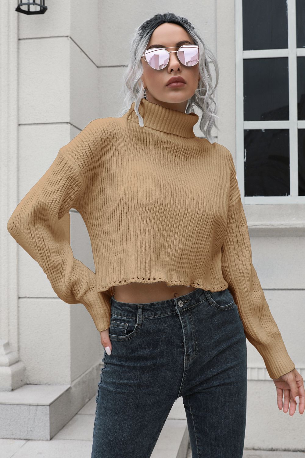 Cropped Turtleneck Sweater