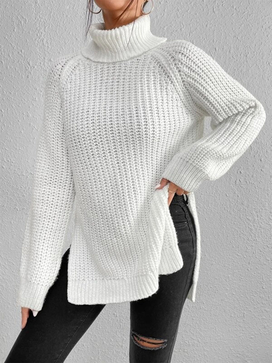 Oversized Ribbed Turtleneck Sweater