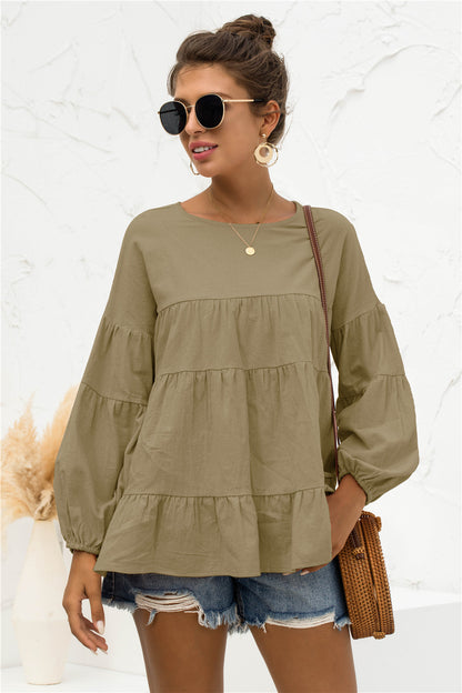 Tiered Long Sleeve Blouse