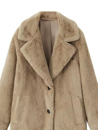 Faux Fur Buttoned Front Coat