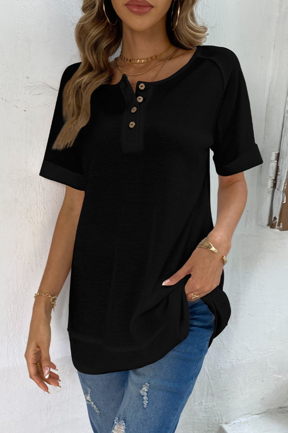 Oversized Henley T-Shirt