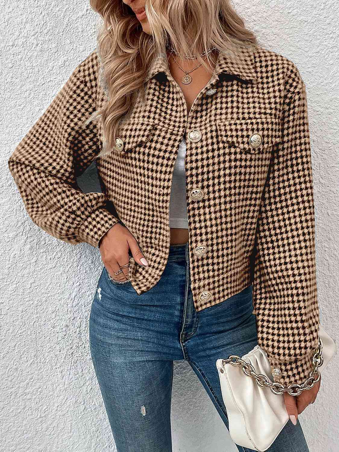 Collared Houndstooth Jacket