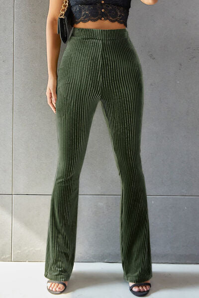 High Rise Ribbed Flare Pants