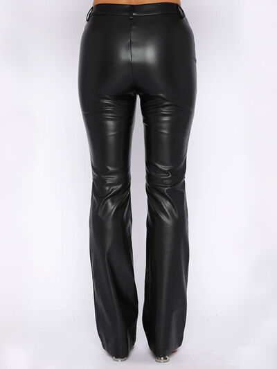 High Rise Straight Leg Pleather Pants