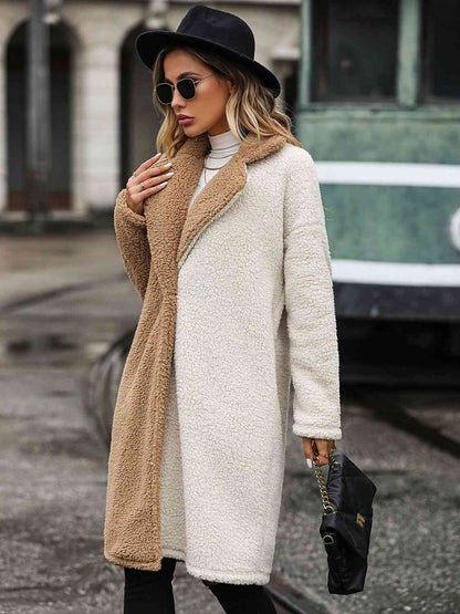 Longline Contrast Sherpa Coat