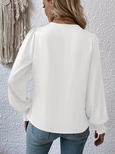 Surplice Lantern Sleeve Blouse