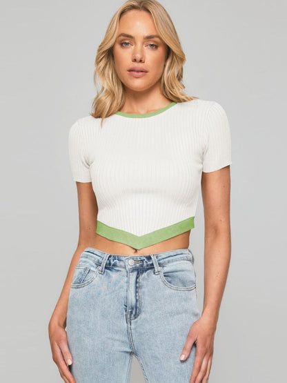 Contrast Pointed Crop Top