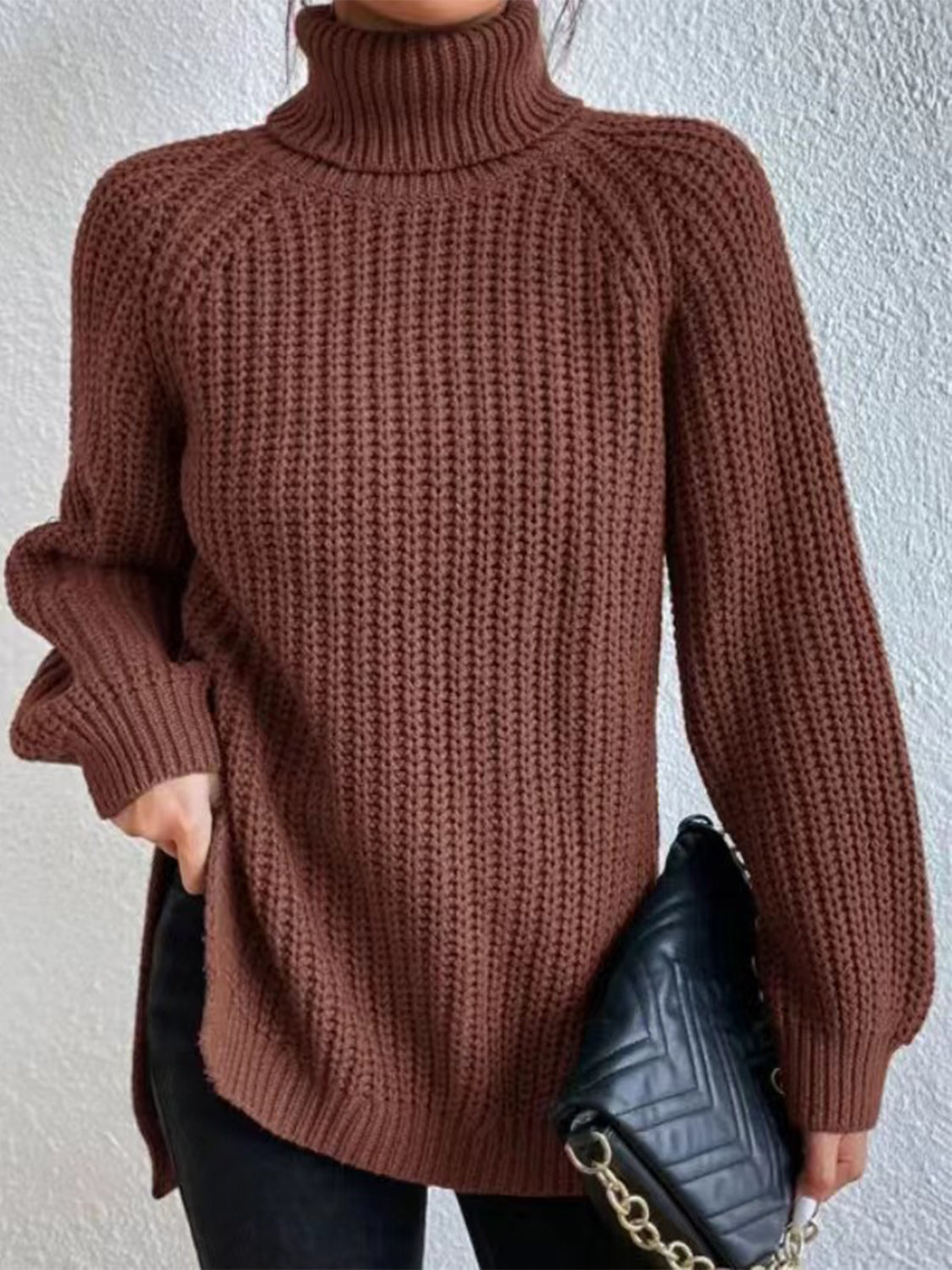 Oversized Ribbed Turtleneck Sweater