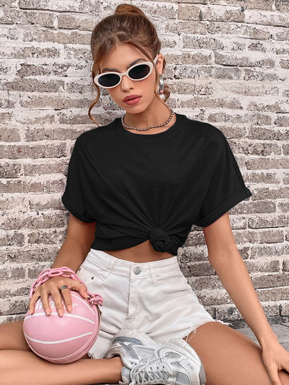 Cuffed Sleeve Loose T-Shirt