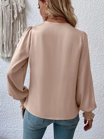 Surplice Lantern Sleeve Blouse