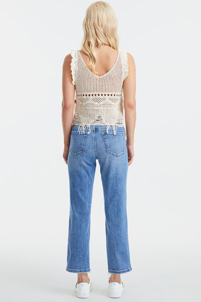 High Rise Cropped Straight Leg Jeans