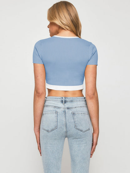 Contrast Pointed Crop Top