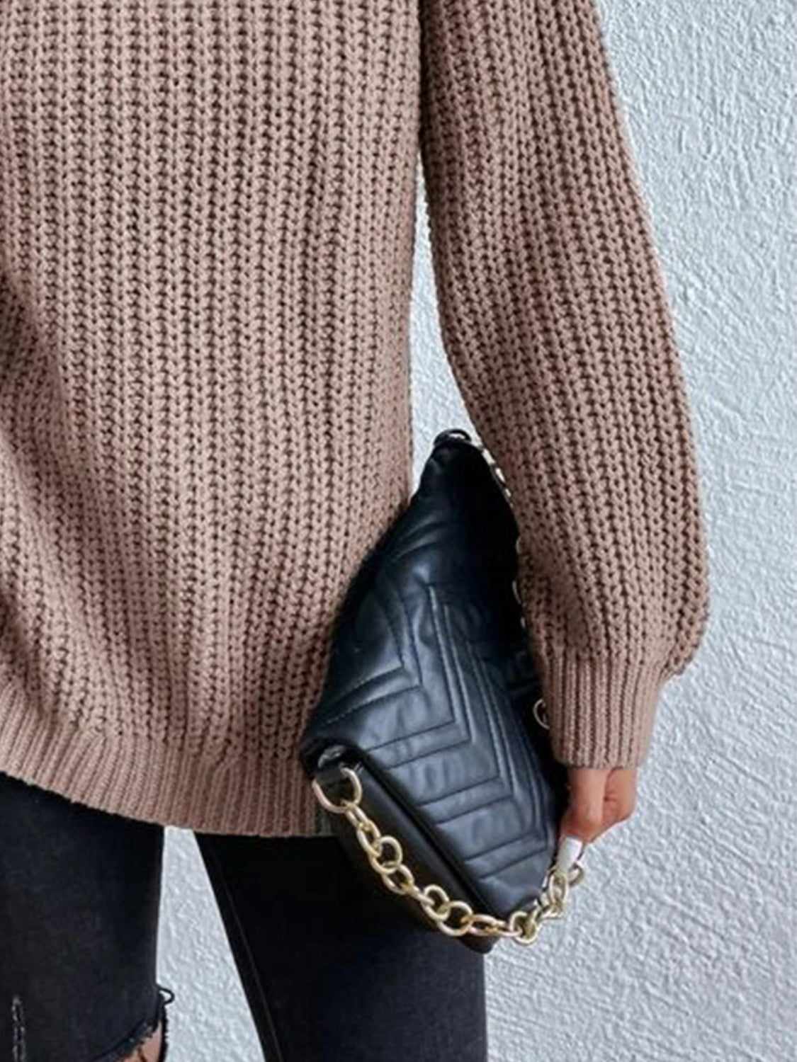 Oversized Ribbed Turtleneck Sweater