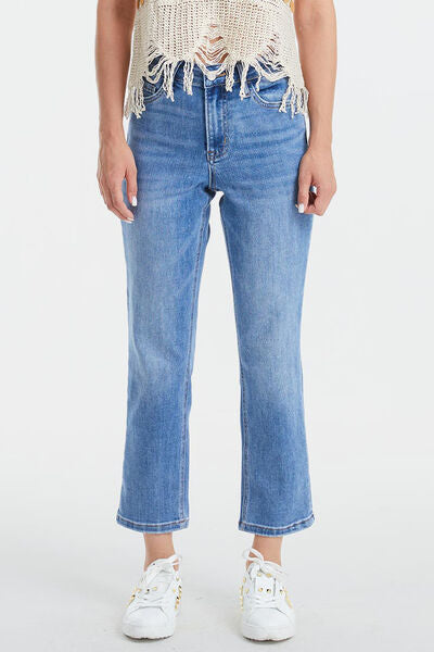 High Rise Cropped Straight Leg Jeans