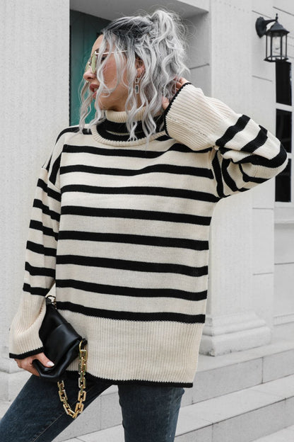 Striped Turtleneck Sweater