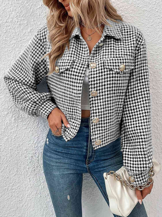 Collared Houndstooth Jacket