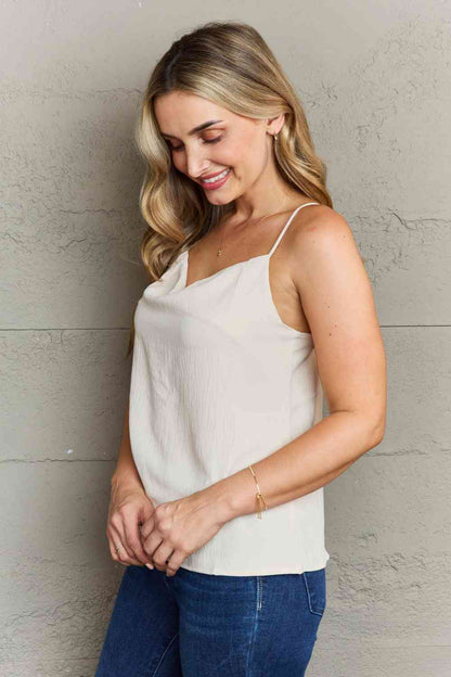 BARE Cowl Neck Cami - White