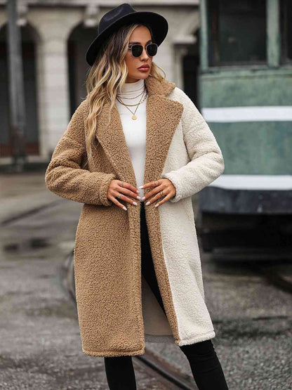 Longline Contrast Sherpa Coat