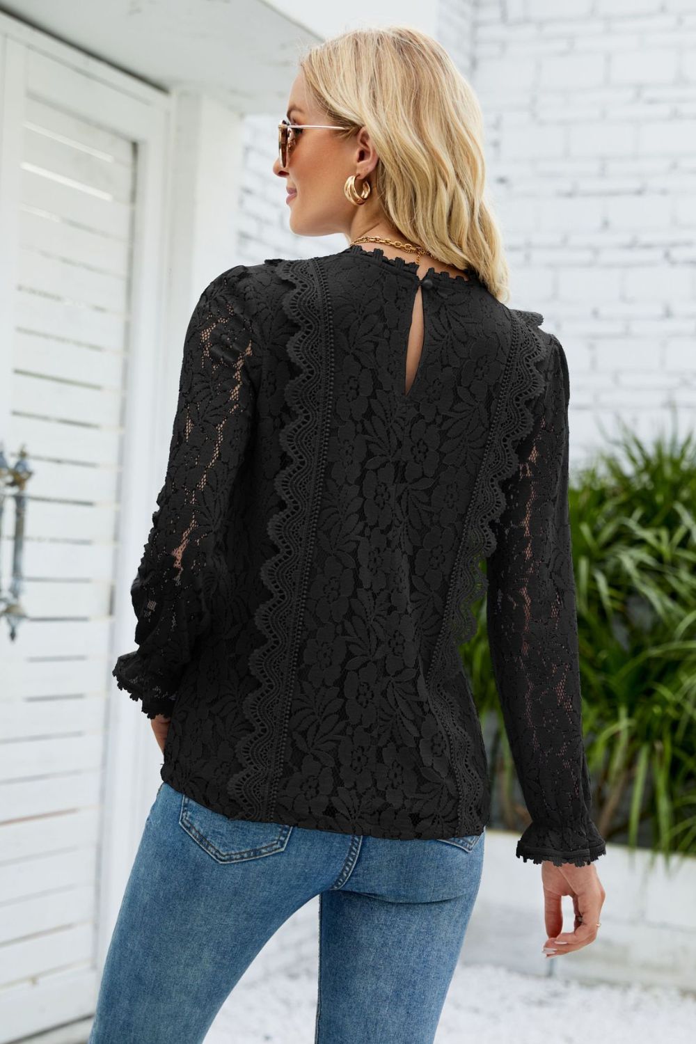 Lace Detailed Long Sleeve Blouse