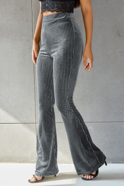 High Rise Ribbed Flare Pants