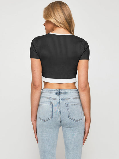 Contrast Pointed Crop Top