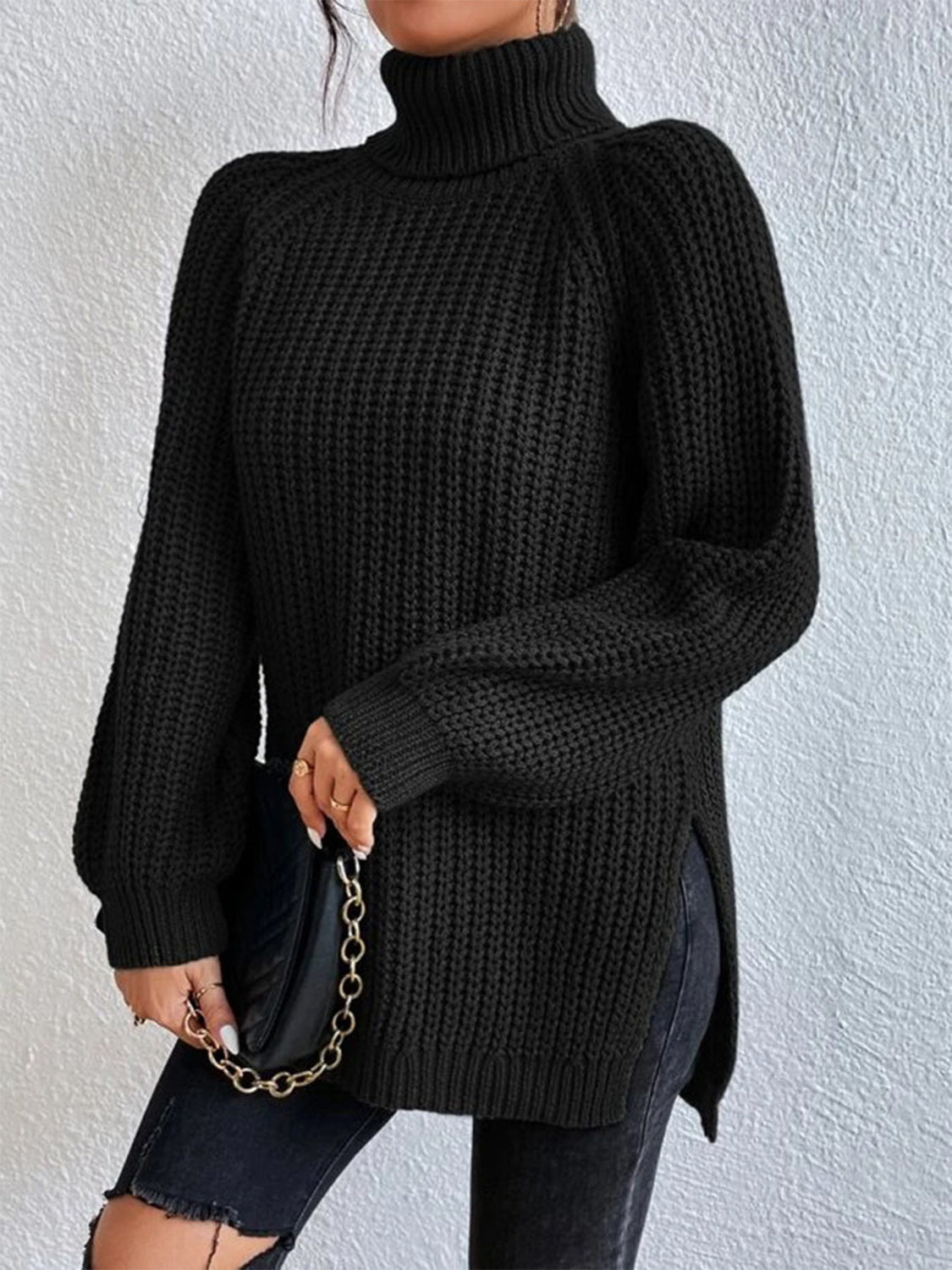 Oversized Ribbed Turtleneck Sweater