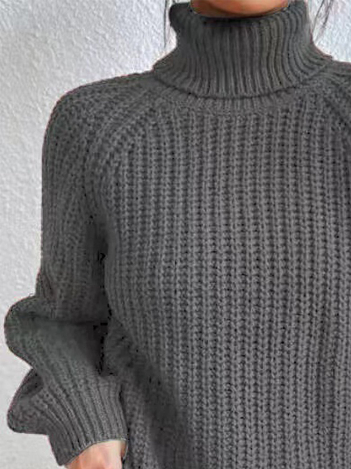 Oversized Ribbed Turtleneck Sweater