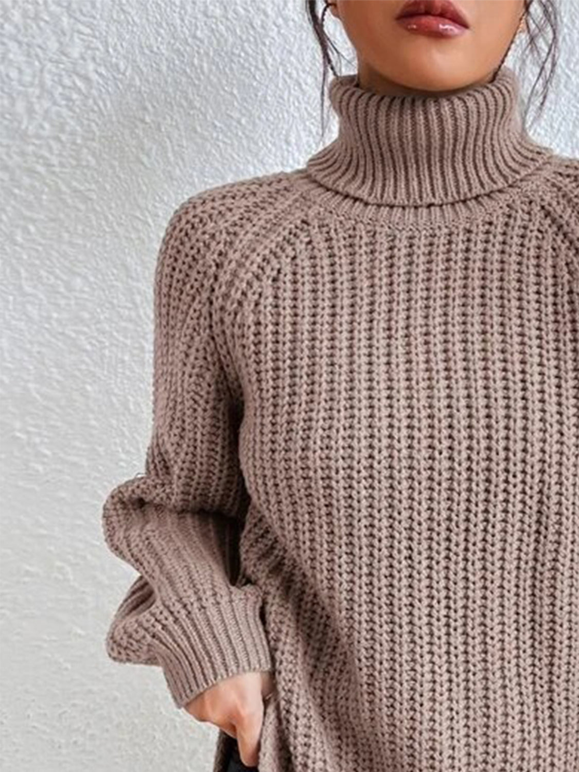 Oversized Ribbed Turtleneck Sweater