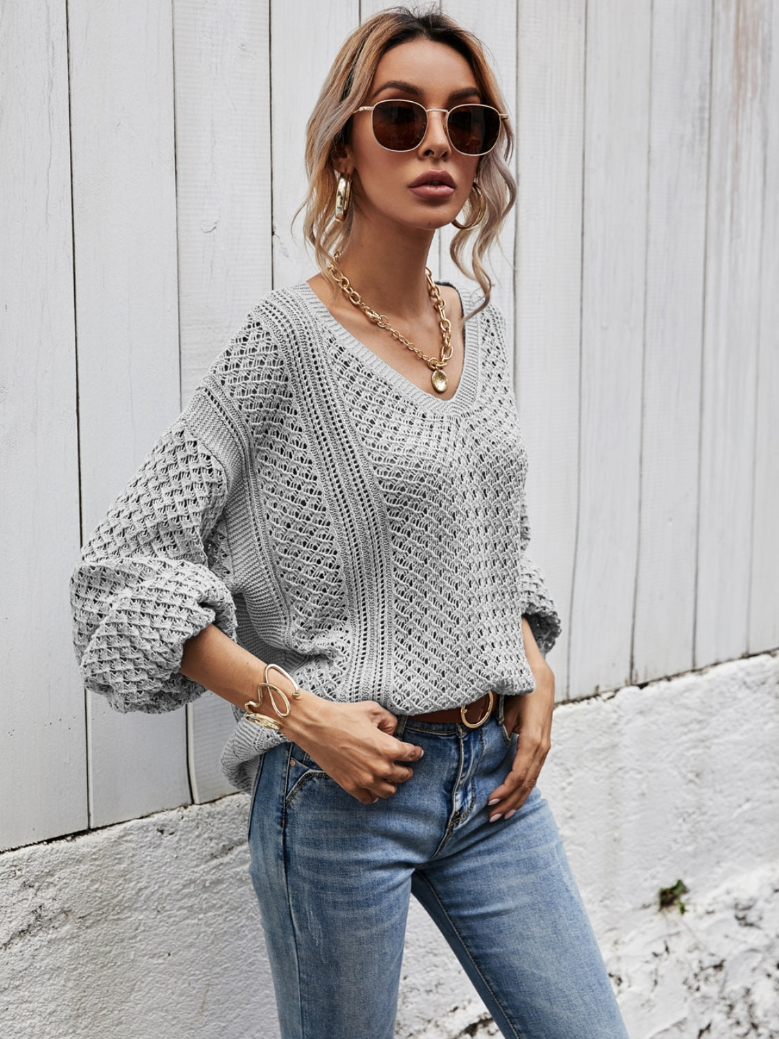 Openwork Oversized Sweater