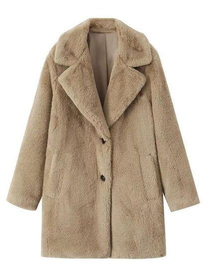 Faux Fur Buttoned Front Coat