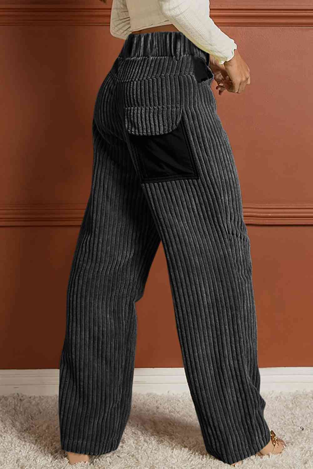 High Rise Ribbed Wide Leg Pants