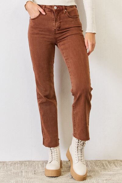 High Rise Straight Cropped Jeans