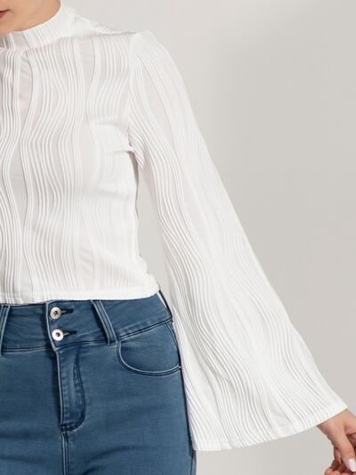 Wave Flare Sleeve Blouse