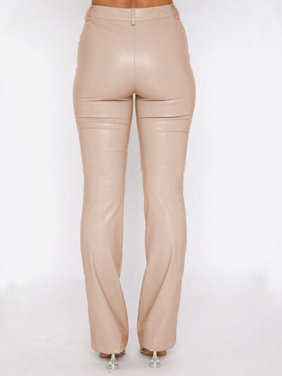 High Rise Straight Leg Pleather Pants