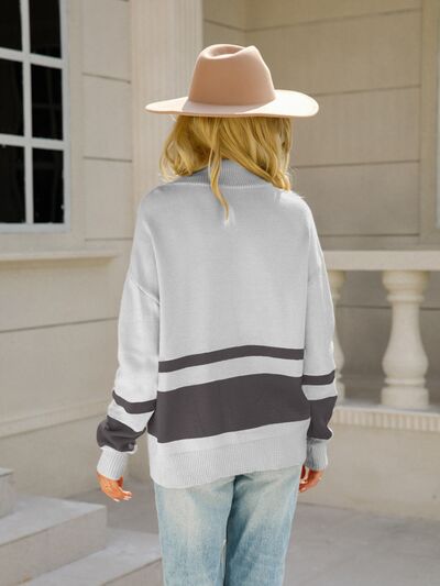 Striped Half Zip Sweater