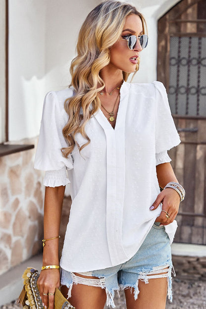 Textured Puff Sleeve Blouse