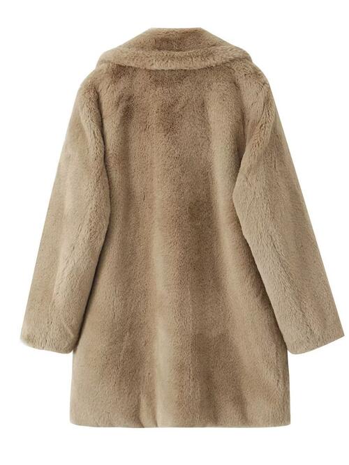 Faux Fur Buttoned Front Coat