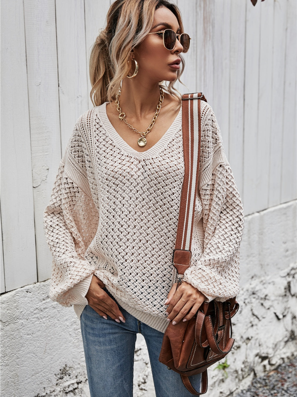 Openwork Oversized Sweater