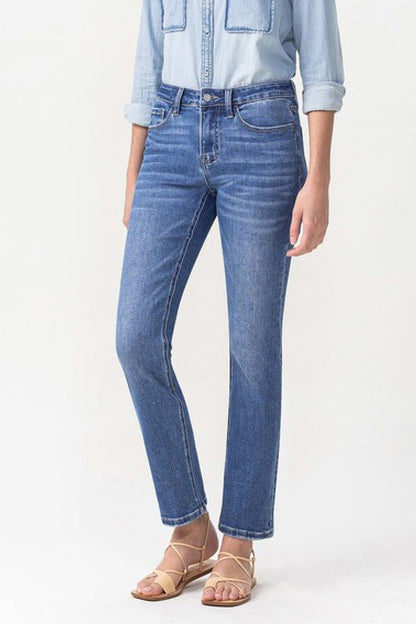 Mid Rise Straight Leg Ankle Jeans