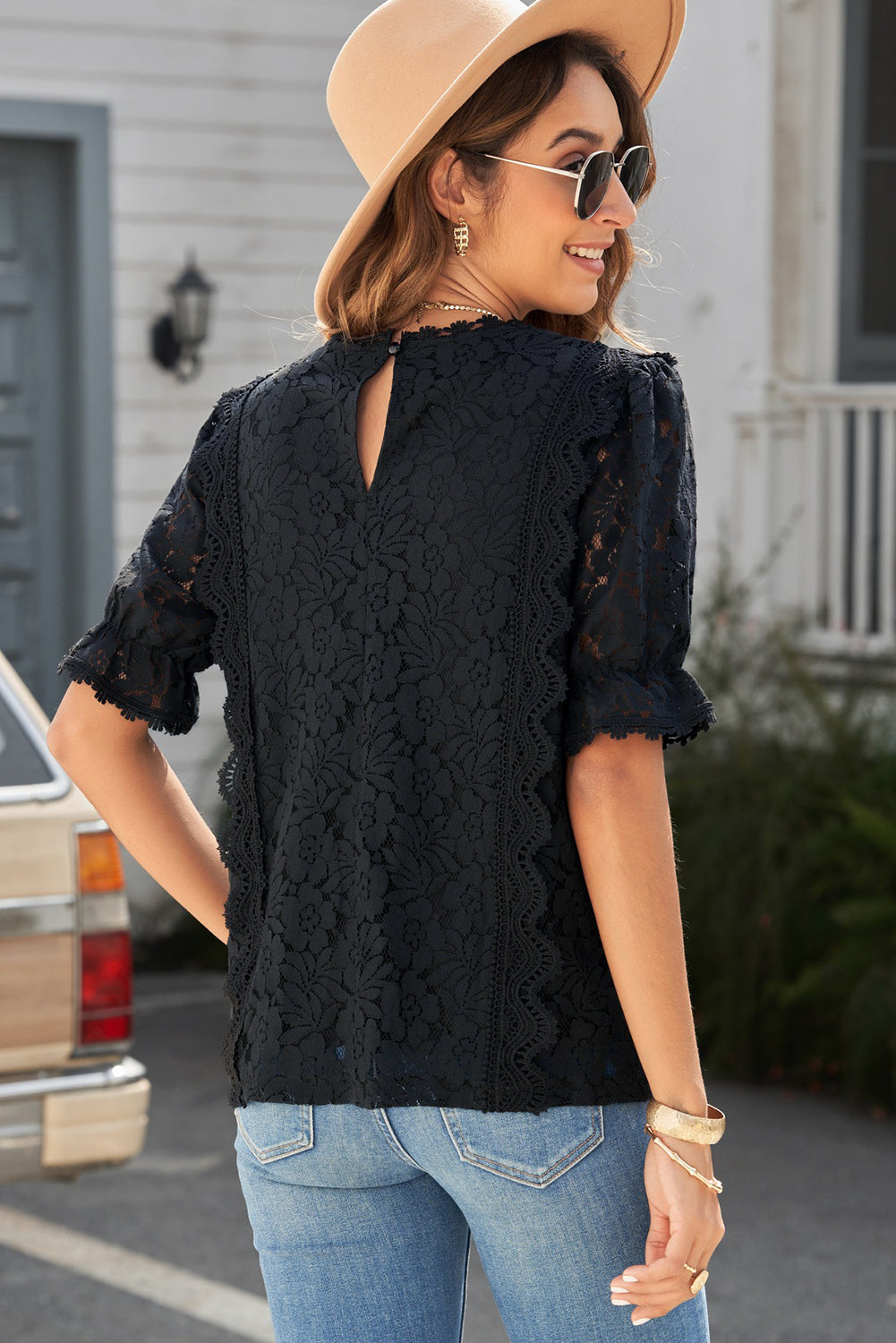 Lace V-Neck Blouse