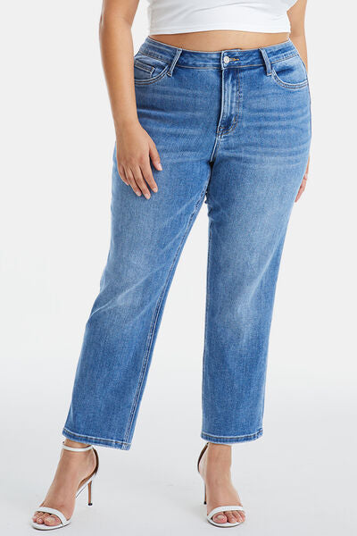 High Rise Cropped Straight Leg Jeans