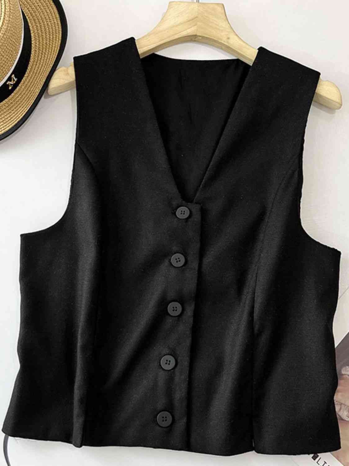 Buttoned V-Neck Tank