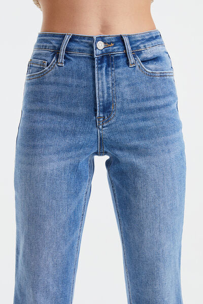 High Rise Cropped Straight Leg Jeans