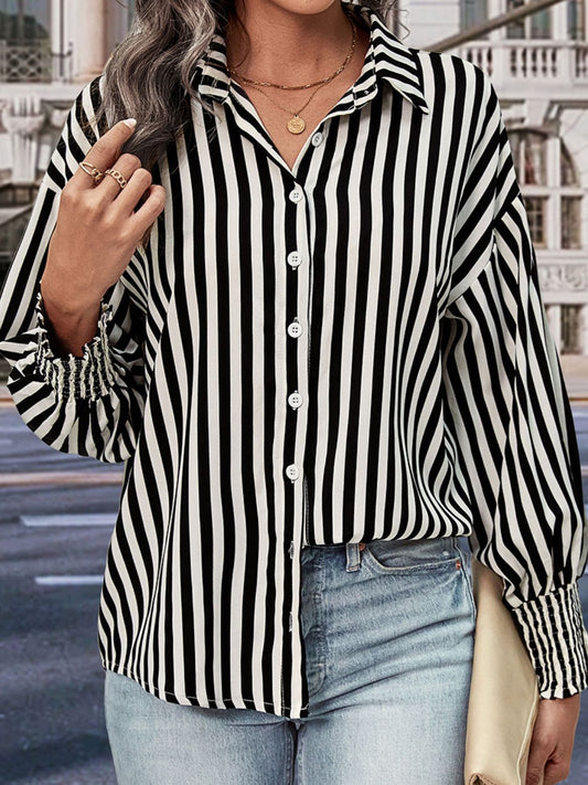 Classic Striped Long Sleeve Blouse