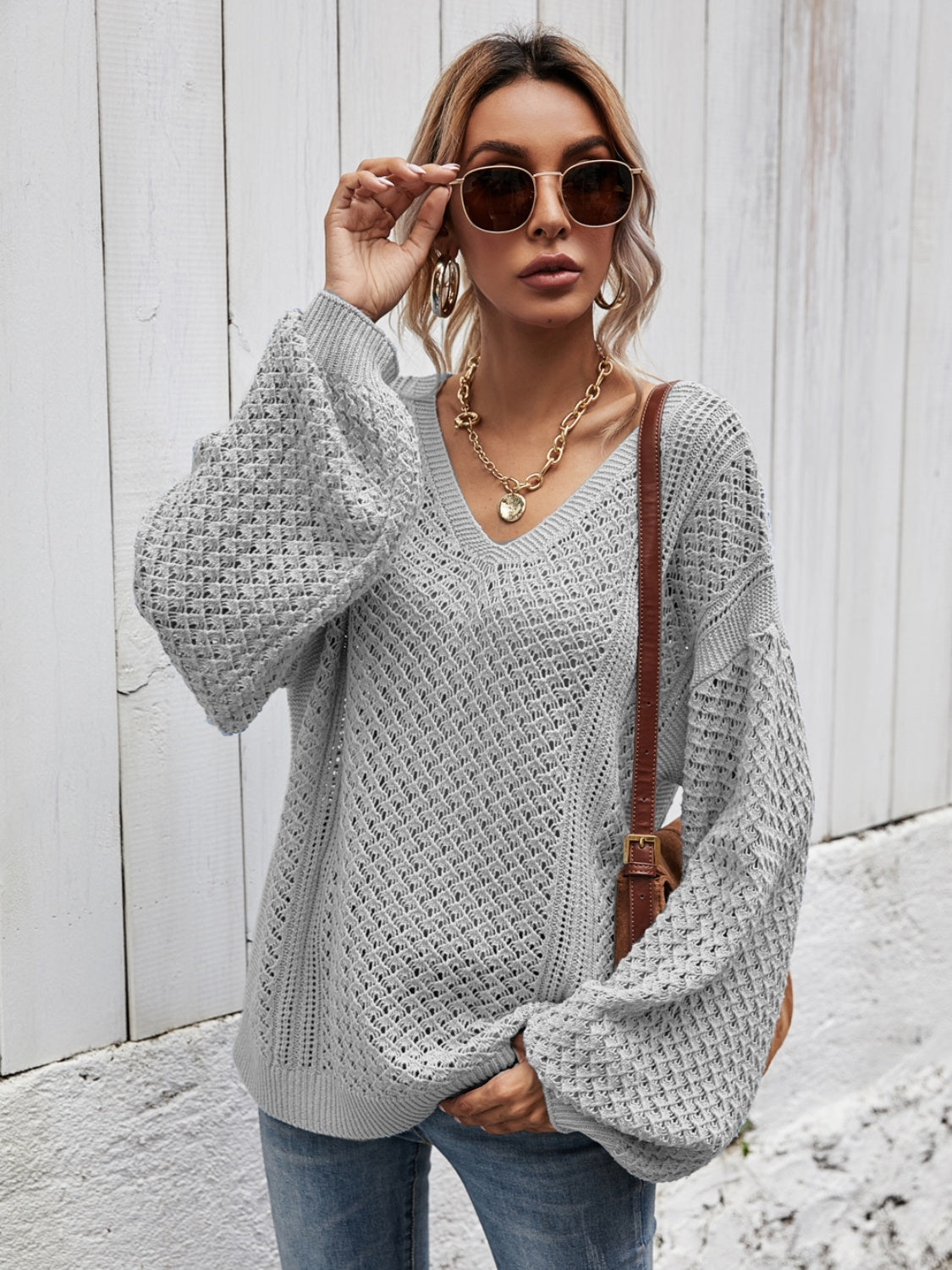 Openwork Oversized Sweater