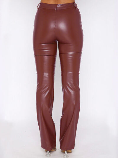 High Rise Straight Leg Pleather Pants