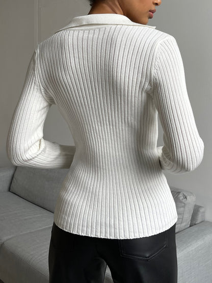 Johnny Collar Rib Knit Long Sleeve