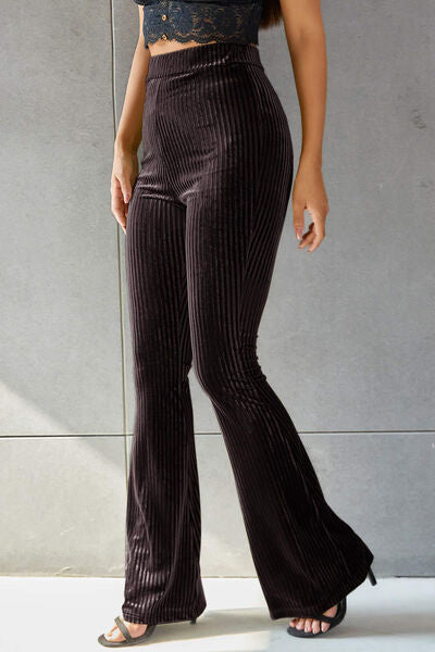 High Rise Ribbed Flare Pants