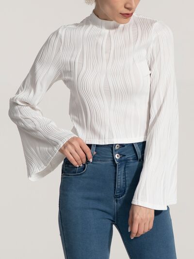 Wave Flare Sleeve Blouse